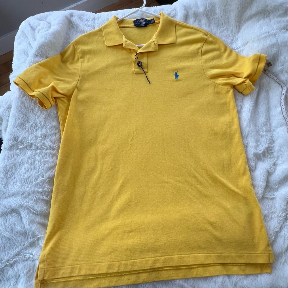 Polo Ralph Lauren Mens M Yellow Navy Classic Fit Polo Shirt Casual Wear NWOT